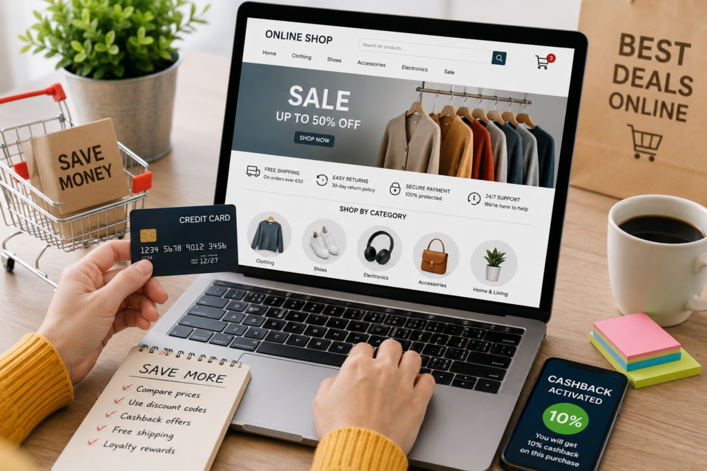 Shopping bliss in a modern workspace